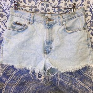 Light wash denim shorts